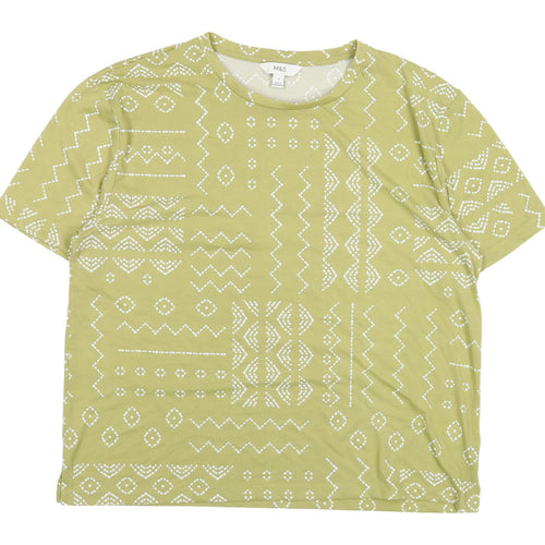 Marks & Spencer Women's Green Geometric T-Shirt, Size 14