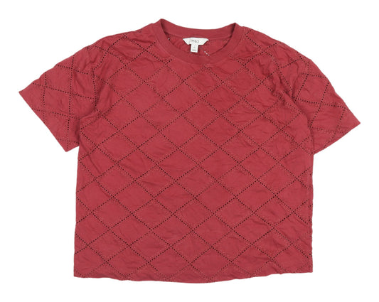 Marks and Spencer Women's Red Lace T-Shirt Size 12