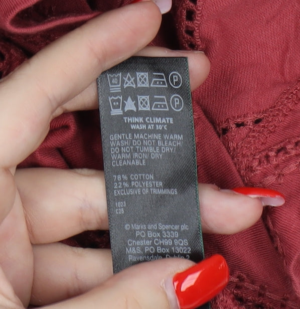 Marks and Spencer Women's Red Lace T-Shirt Size 12