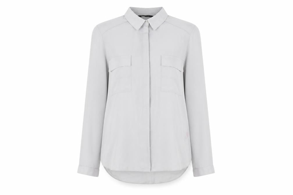 Front view of Dorothy Perkins Women's White Button-Up Shirt UK 6