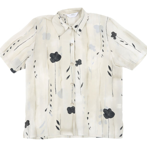 Double Two Men's Beige Floral Short Sleeve Shirt