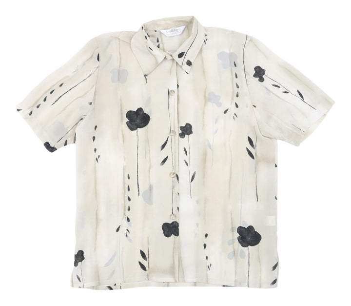 Double Two Men's Beige Floral Short Sleeve Shirt