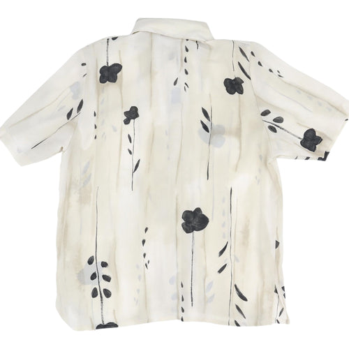Double Two Men's Beige Floral Short Sleeve Shirt