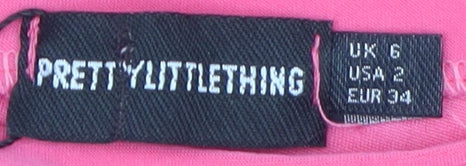 PrettyLittleThing Pink Cropped Mock Neck T-Shirt Size 6