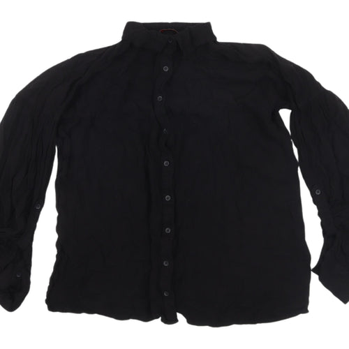 MISSPAP Women's Black Button-Up Long Sleeve Shirt