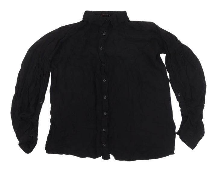 MISSPAP Women's Black Button-Up Long Sleeve Shirt