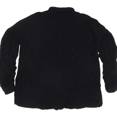 MISSPAP Women's Black Button-Up Long Sleeve Shirt