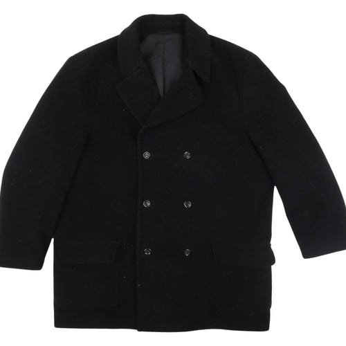 Canda Unisex Black Wool Cashmere Pea Coat Size 32