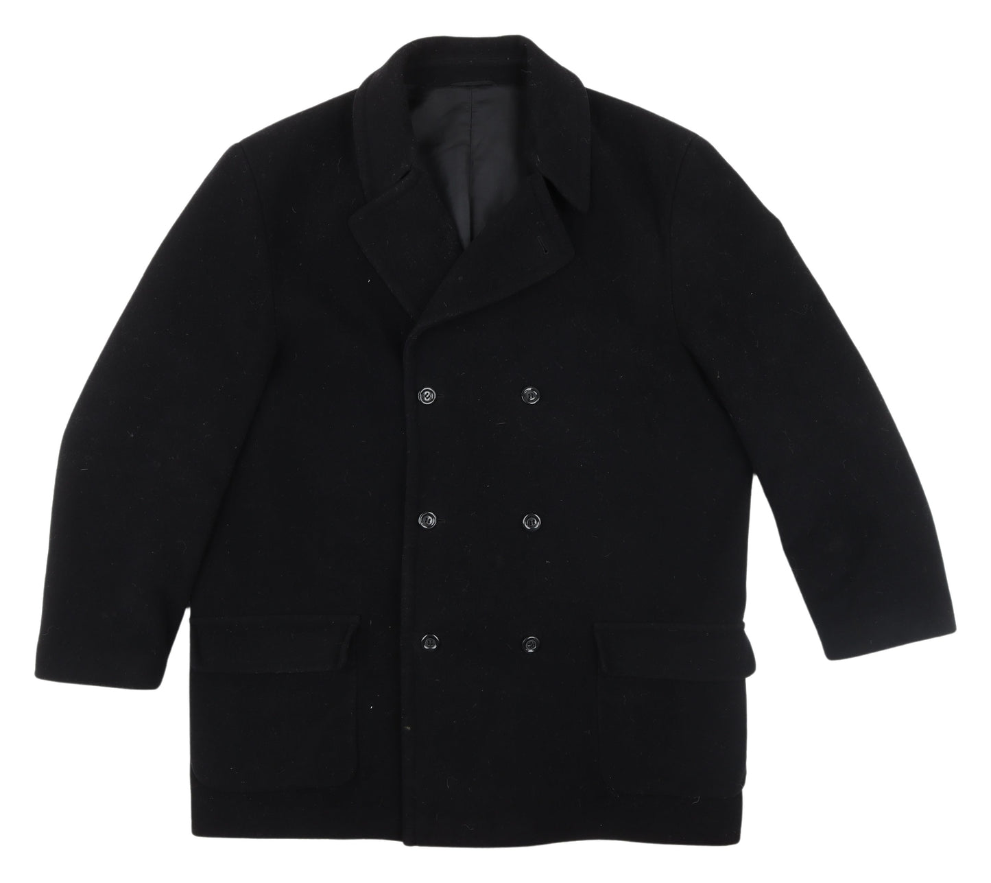 Canda Unisex Black Wool Cashmere Pea Coat Size 32