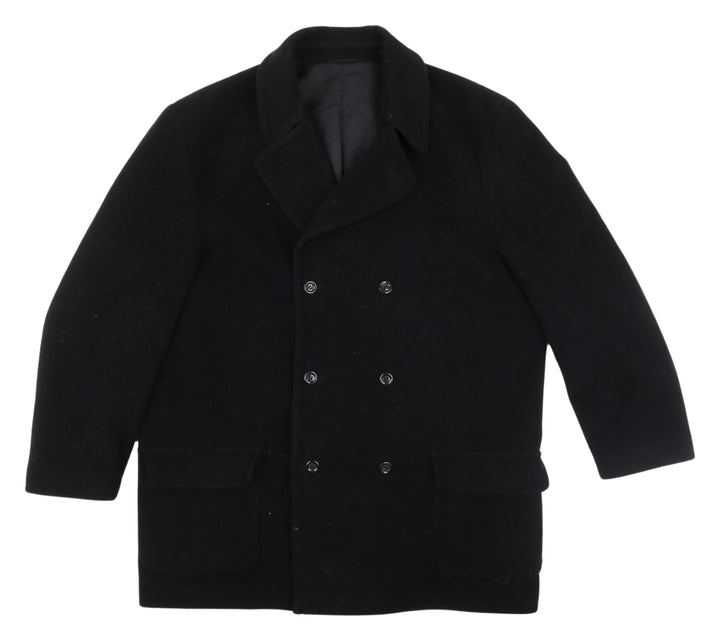 Canda Unisex Black Wool Cashmere Pea Coat Size 32
