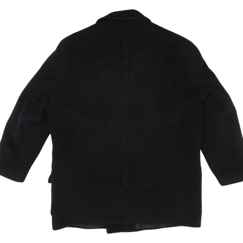 Canda Unisex Black Wool Cashmere Pea Coat Size 32