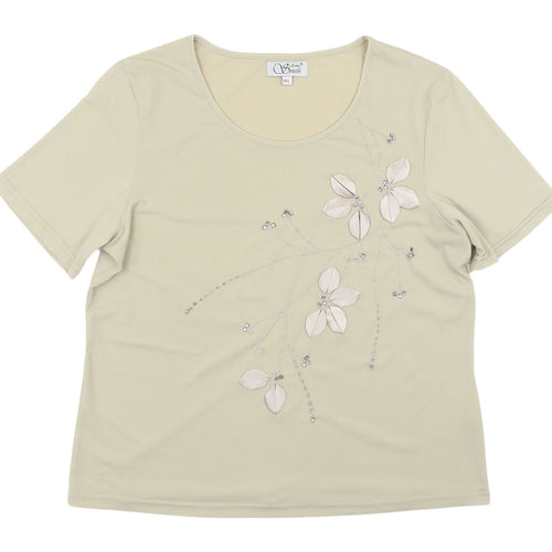 Anne Smith Women's Beige Floral T-Shirt, M, Casual Style