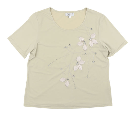 Anne Smith Women's Beige Floral T-Shirt, M, Casual Style