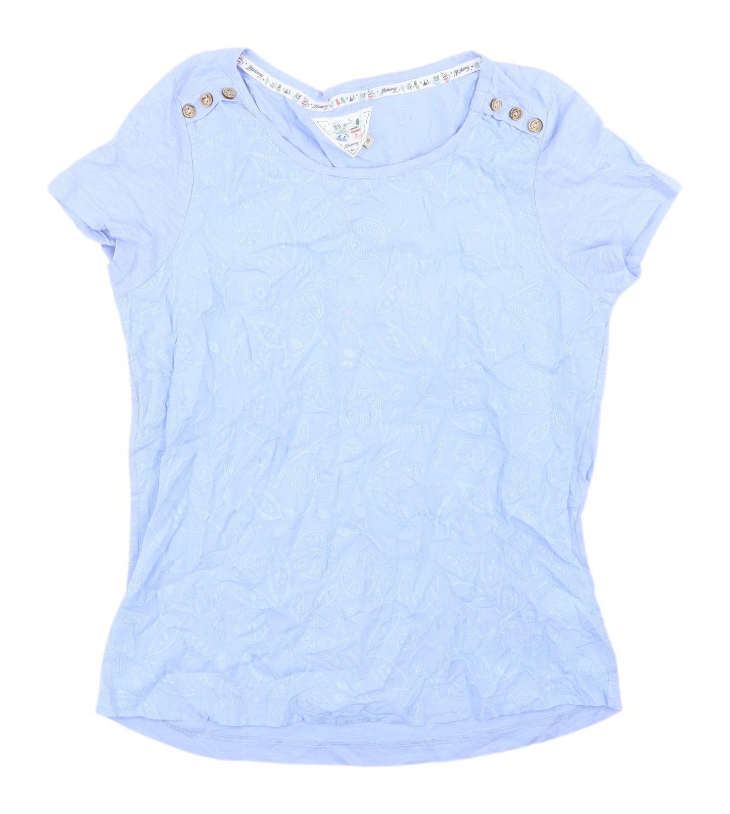 Mantaray Blue Women's T-Shirt - Size 10, Cotton, Casual, Excellent Condition