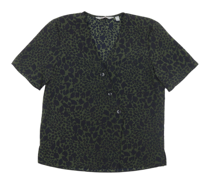 Dorothy Perkins Women's Green Animal Print Blouse Size 8