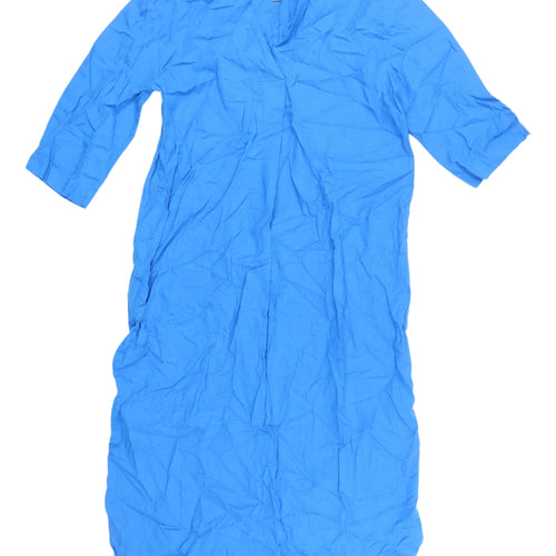 Marks and Spencer Women's Blue V-Neck Dress Size 10