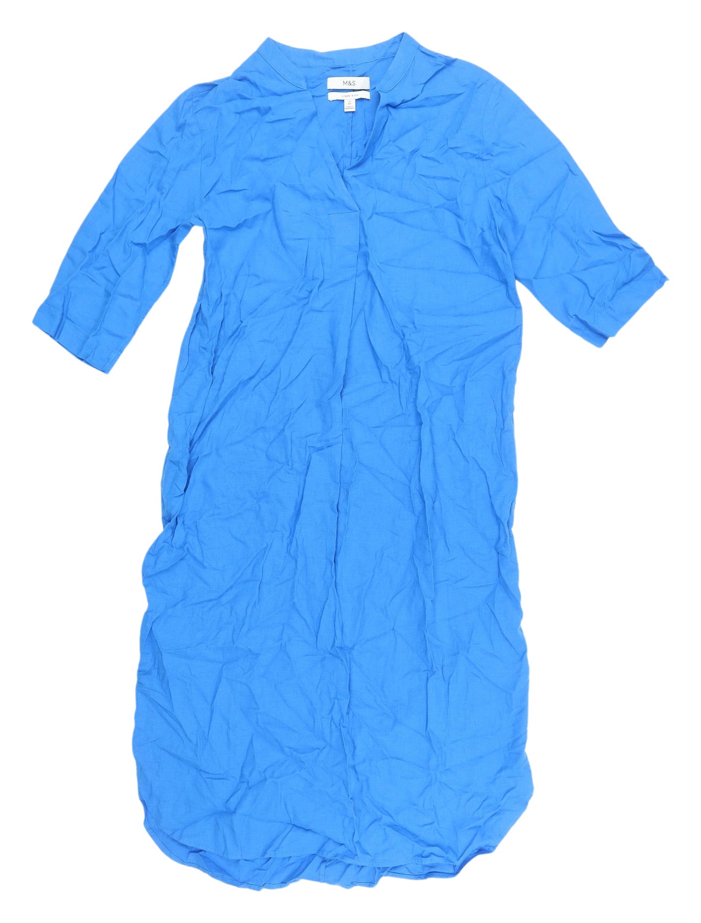 Marks and Spencer Women's Blue V-Neck Dress Size 10