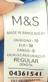 Marks and Spencer Women's Blue V-Neck Dress Size 10