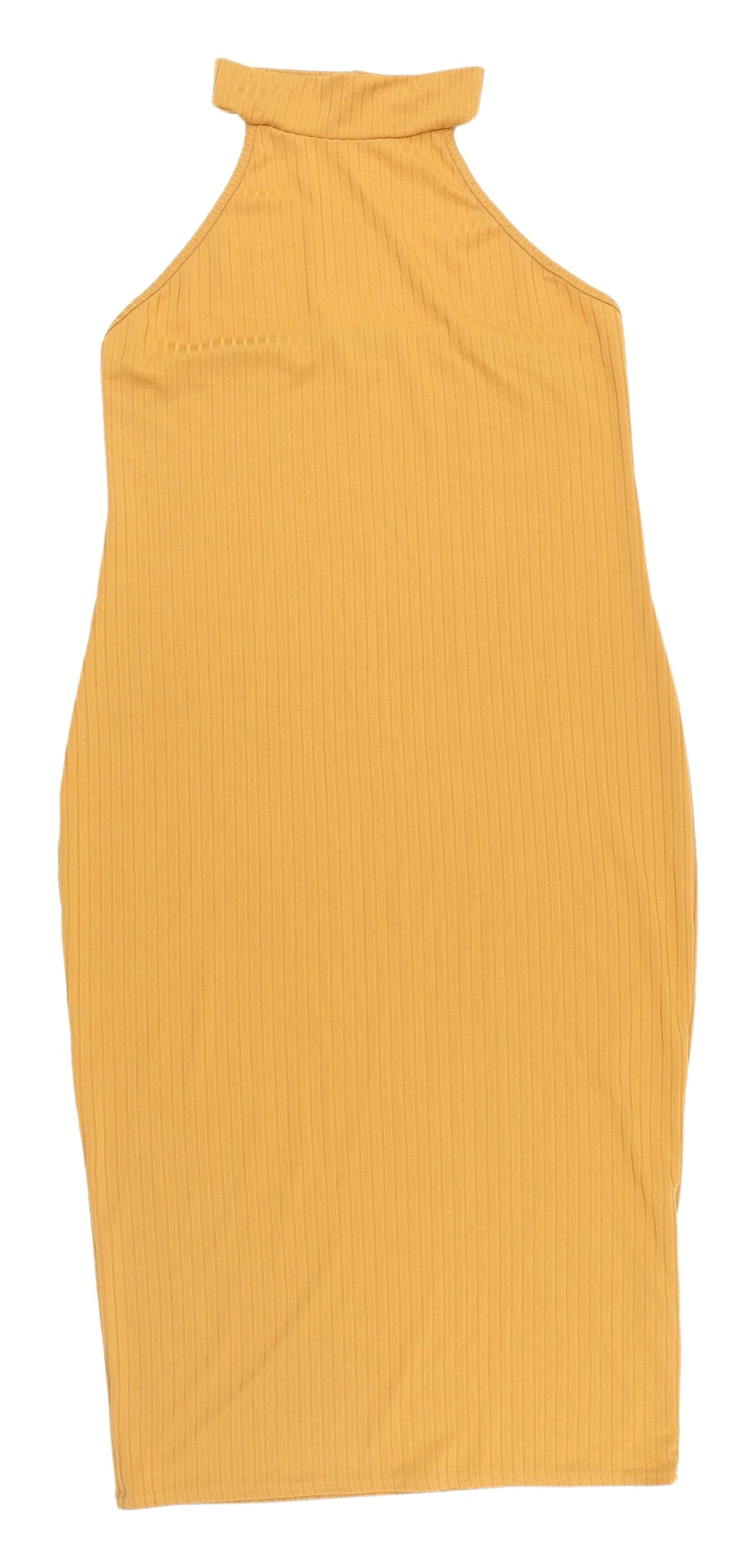 Boohoo Women's Yellow Midi Sheath Dress - Size 14