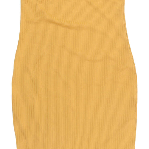 Boohoo Women's Yellow Midi Sheath Dress - Size 14