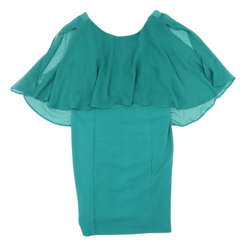 Next Women's Green Cape Sleeve Dress, Size 12
