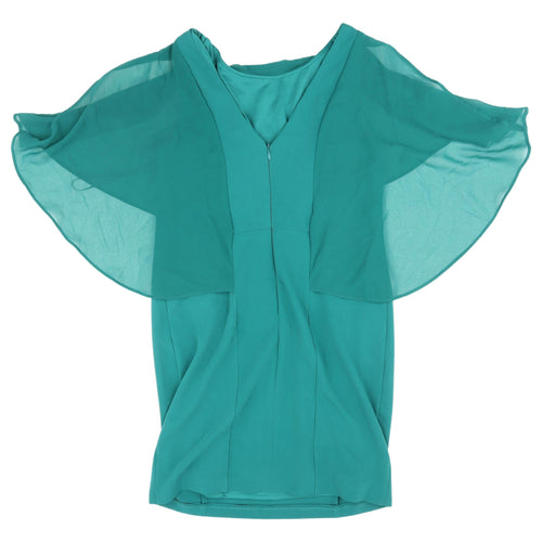 Next Women's Green Cape Sleeve Dress, Size 12