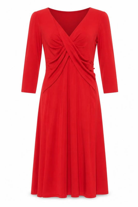 Front view of West 9 London Red Wrap Dress, size 8, Party Vibe