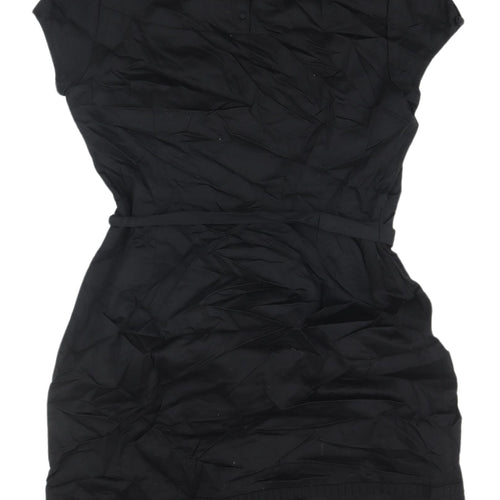 Monsoon Black Shift Dress, Size 14, Cotton Blend