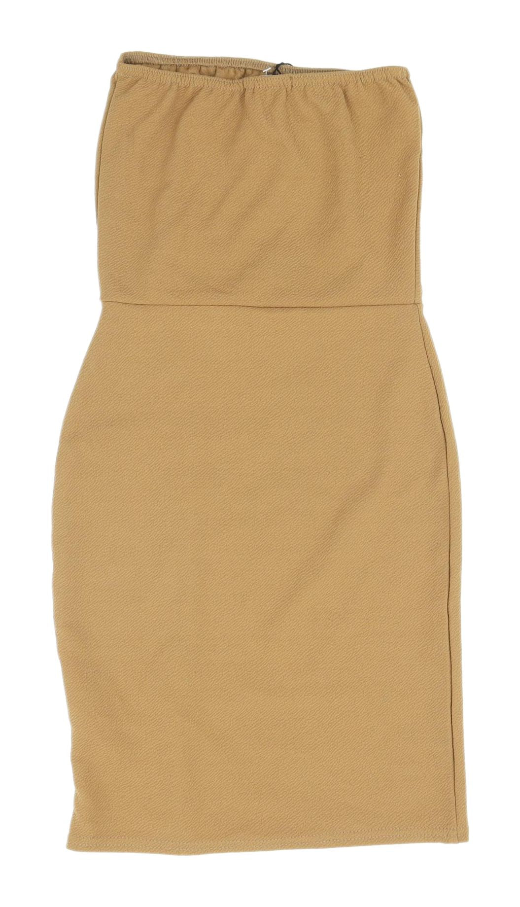 PrettyLittleThing Beige Bodycon Strapless Dress Size 6