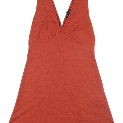 New Look Women's Orange Mini Dress, Size 10, V-Neck