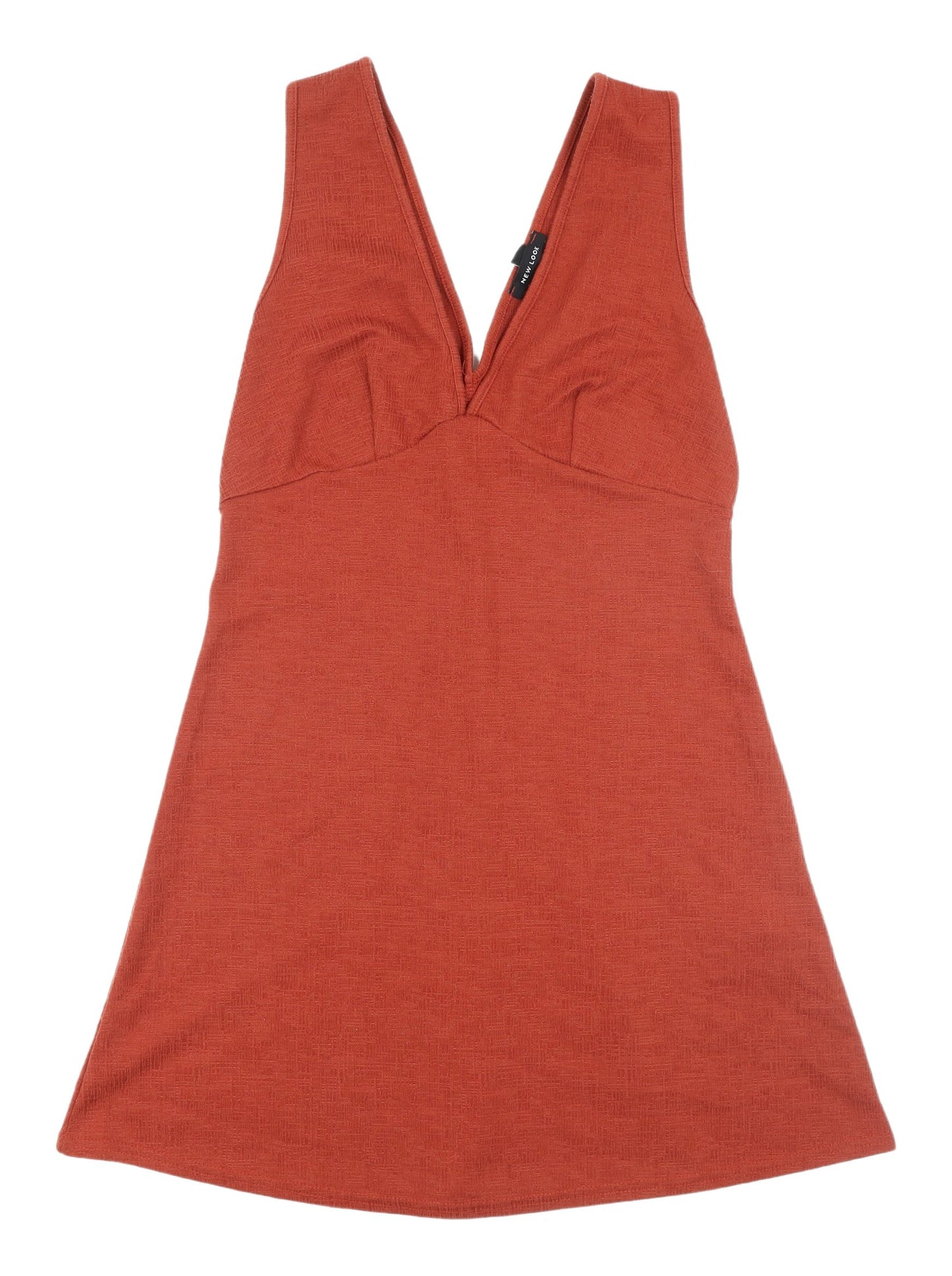 New Look Women's Orange Mini Dress, Size 10, V-Neck
