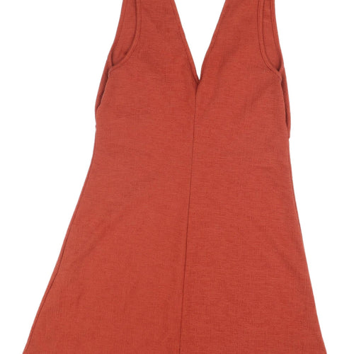 New Look Women's Orange Mini Dress, Size 10, V-Neck