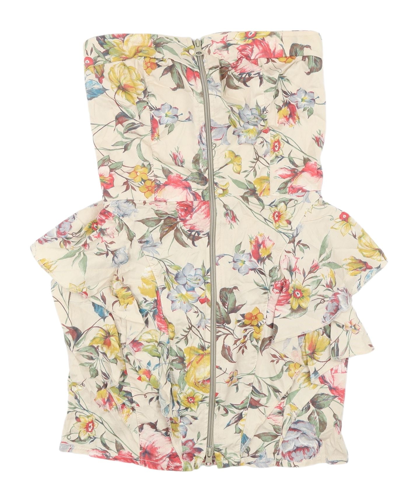 Love Women's Multicoloured Floral Strapless Dress S