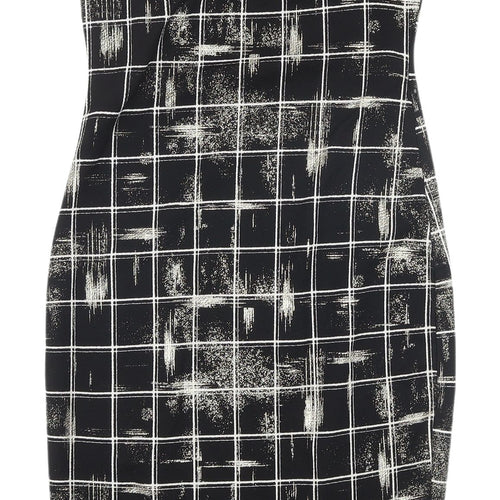 Cameo Rose Black Check Bodycon Midi Dress UK 10