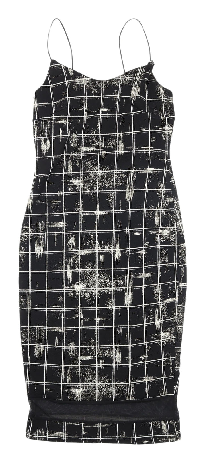 Cameo Rose Black Check Bodycon Midi Dress UK 10