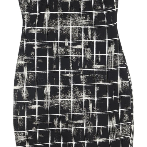 Cameo Rose Black Check Bodycon Midi Dress UK 10