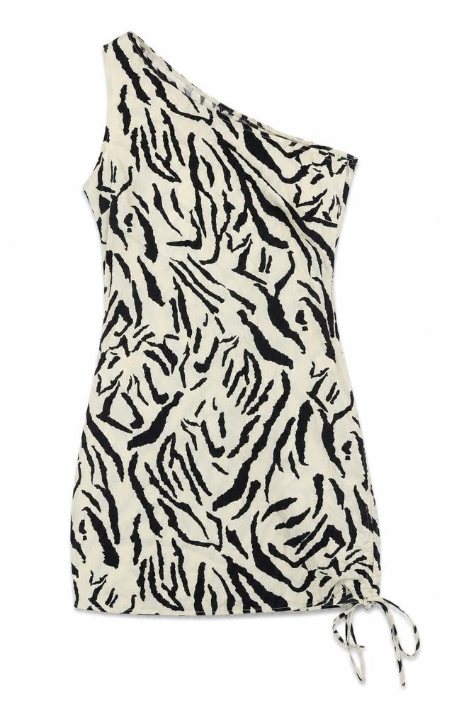 Nasty Gal Zebra Print One Shoulder Bodycon Dress