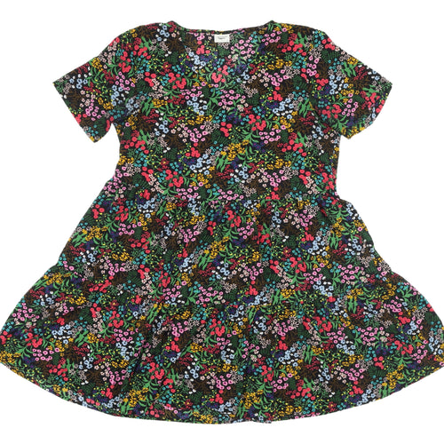 Jacqueline de Yong Floral Skater Dress, Size 12, Multicolour