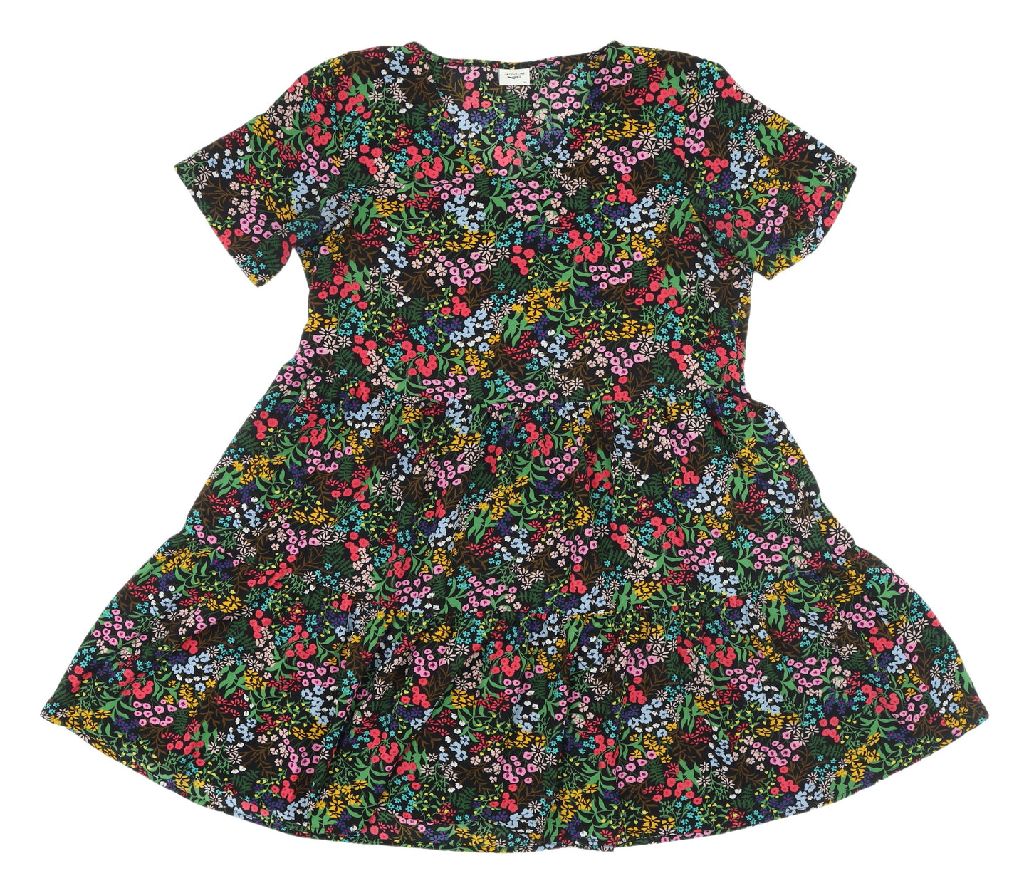 Jacqueline de Yong Floral Skater Dress, Size 12, Multicolour