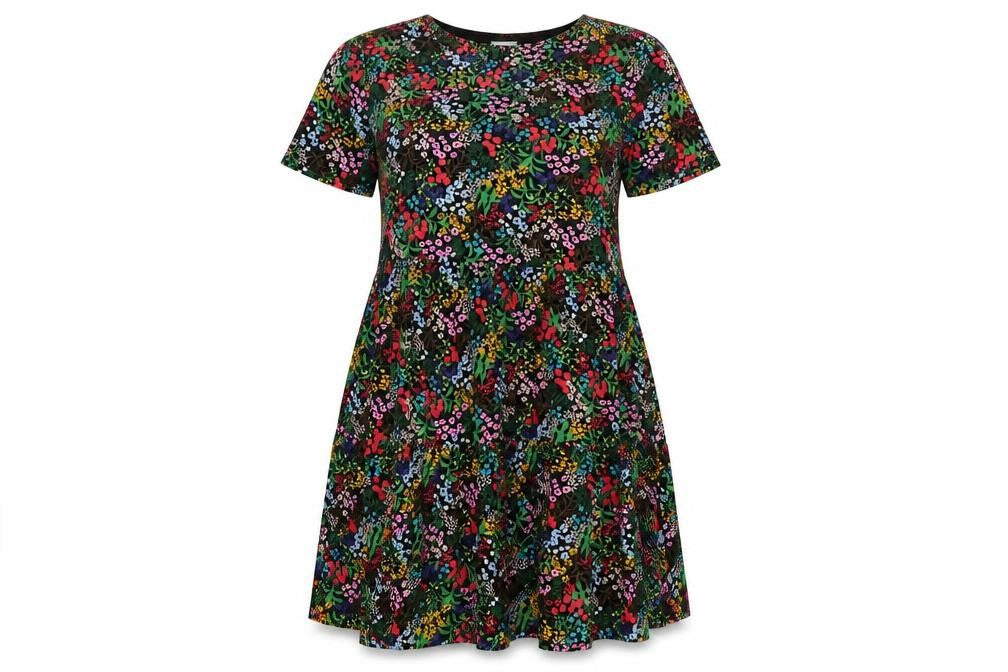 Jacqueline de Yong Floral Skater Dress, Size 12, Multicolour