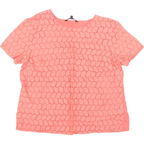 Bonmarché Pink Crochet Cotton Blouse Size 14