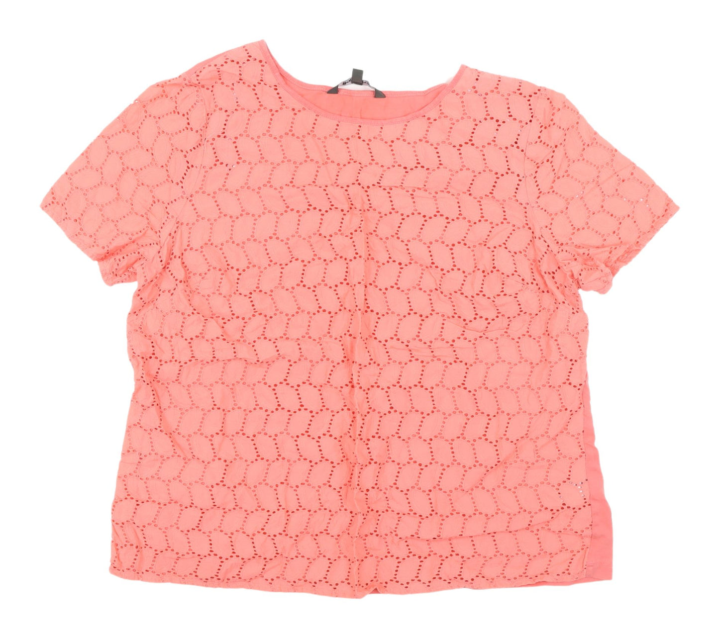 Bonmarché Pink Crochet Cotton Blouse Size 14