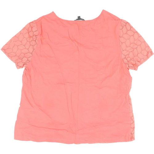 Bonmarché Pink Crochet Cotton Blouse Size 14