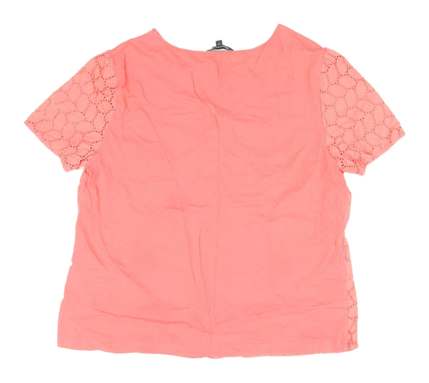 Bonmarché Pink Crochet Cotton Blouse Size 14