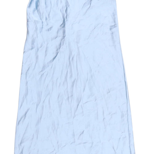 Zara Women's Blue Midi Slip Dress High Neck