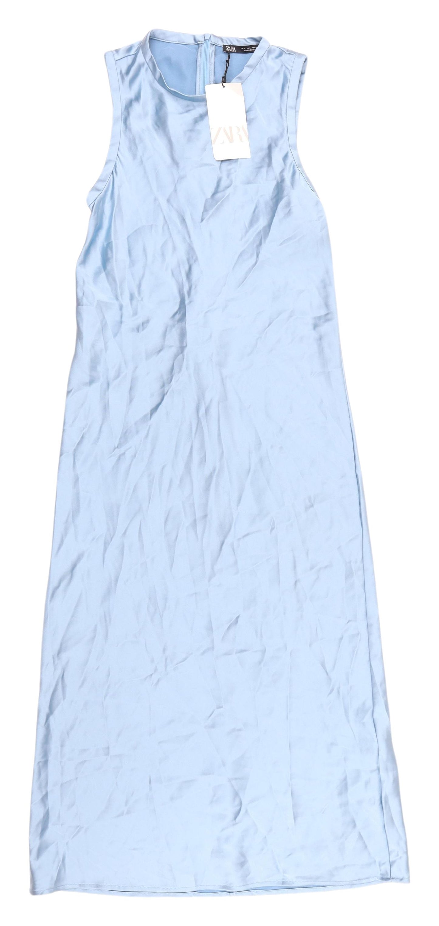 Zara Women's Blue Midi Slip Dress High Neck