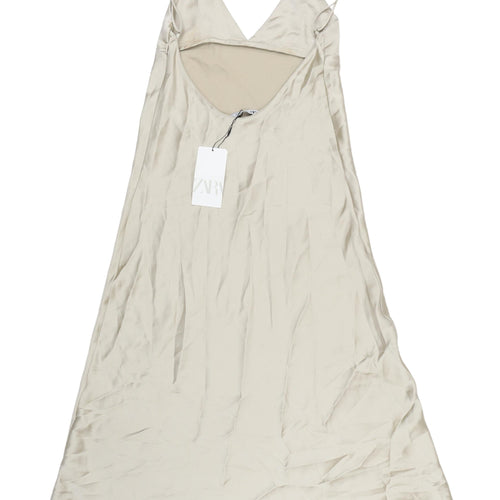 Zara Ivory Slip Dress, Women's Size 8, V-Neck Strappy