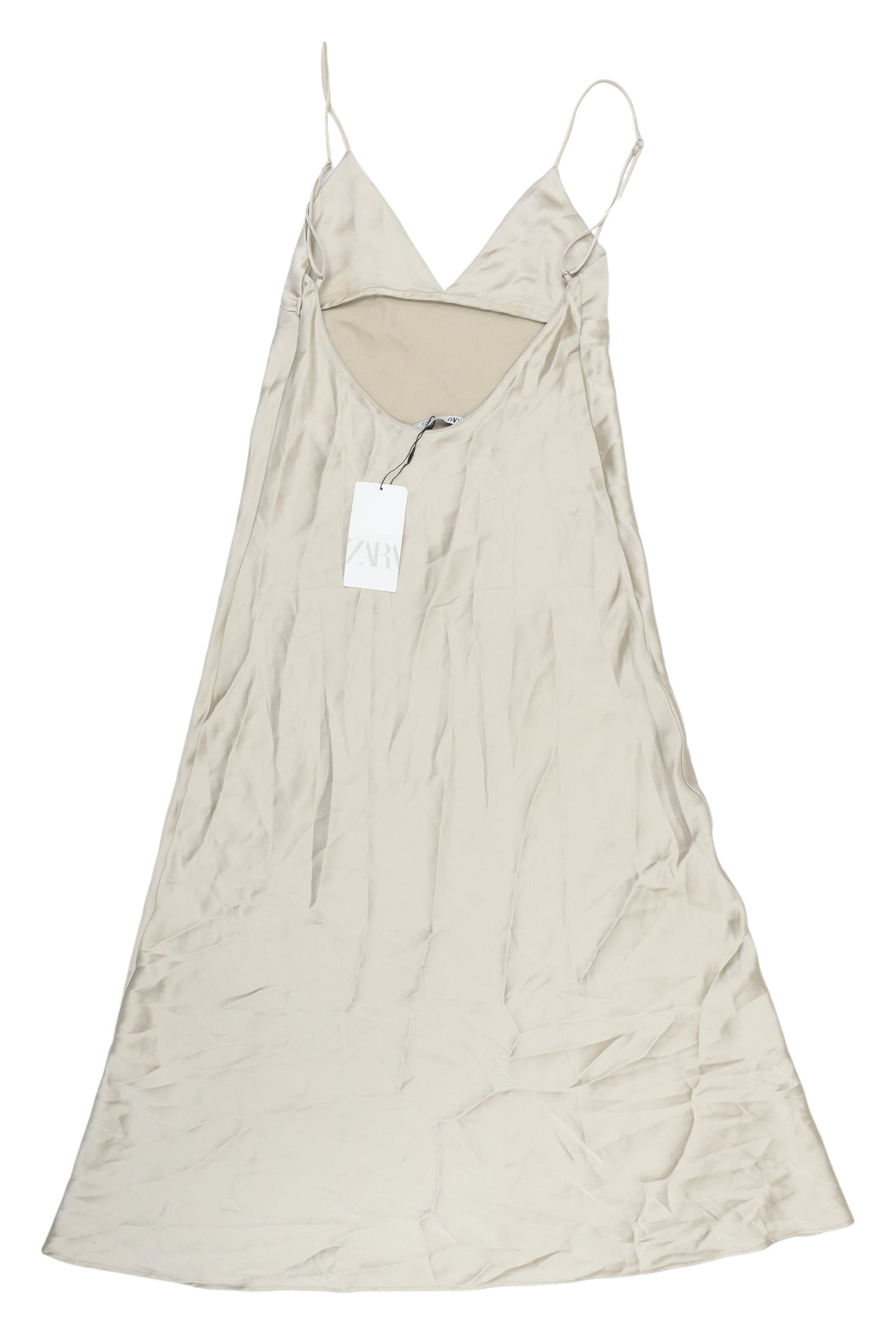 Zara Ivory Slip Dress, Women's Size 8, V-Neck Strappy