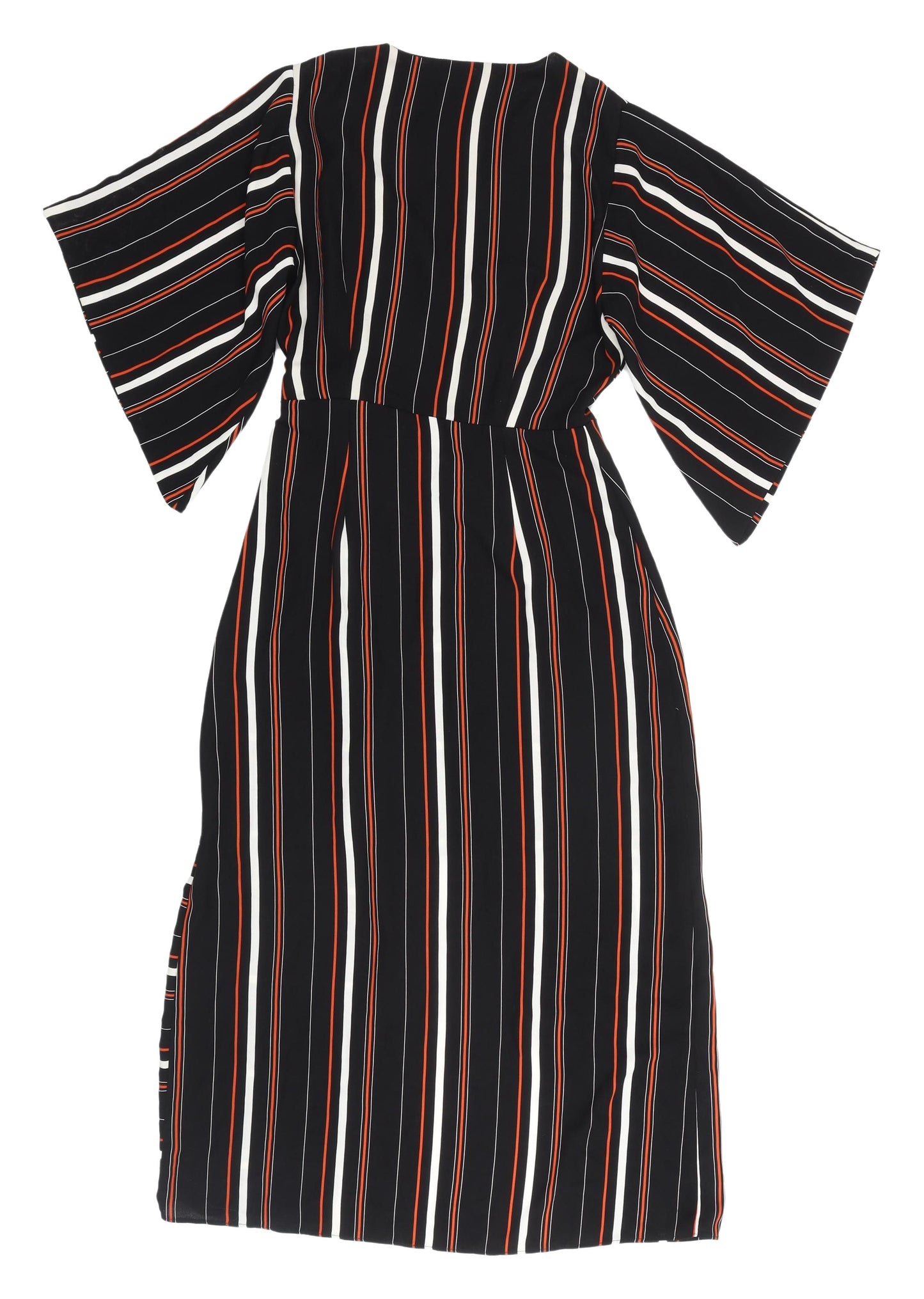 River Island Women's Black Striped Wrap Dress - Size 8