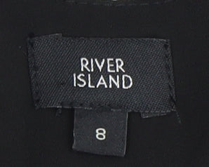 River Island Women's Black Striped Wrap Dress - Size 8